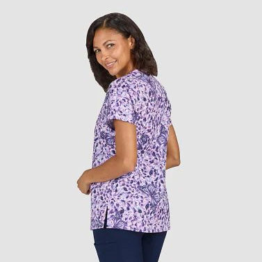 Koi Womens Printed Scrub Top - Butterfly French Lavender