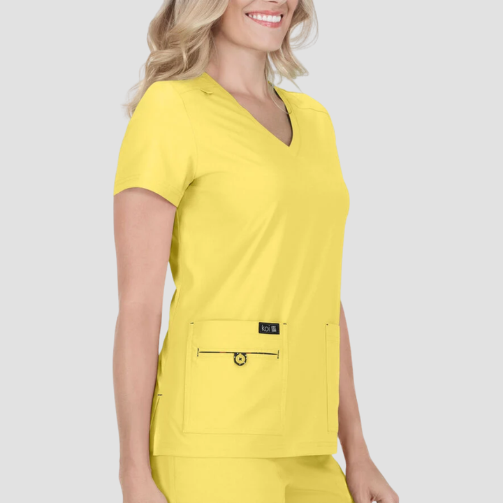 373 - Womens Koi Becca Scrub Top Sunshine Yellow