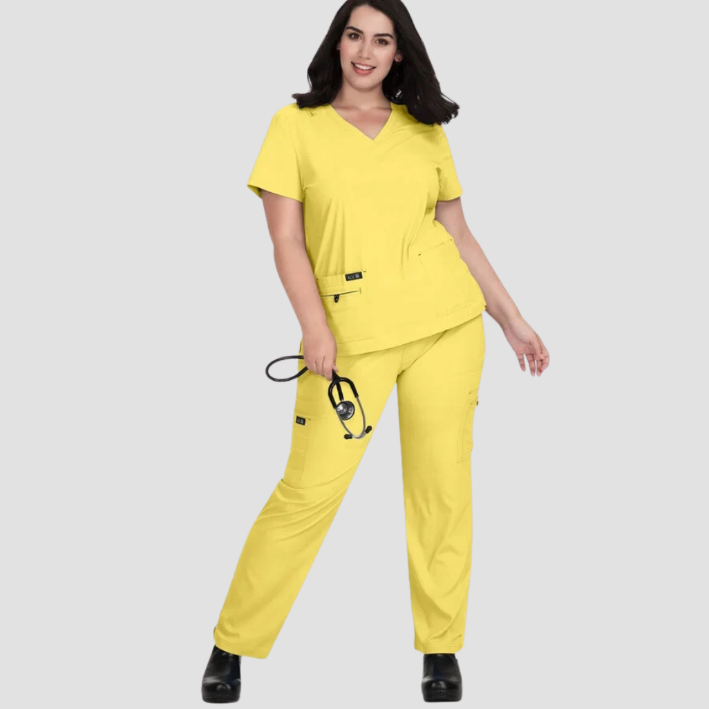 373 - Womens Koi Becca Scrub Top Sunshine Yellow