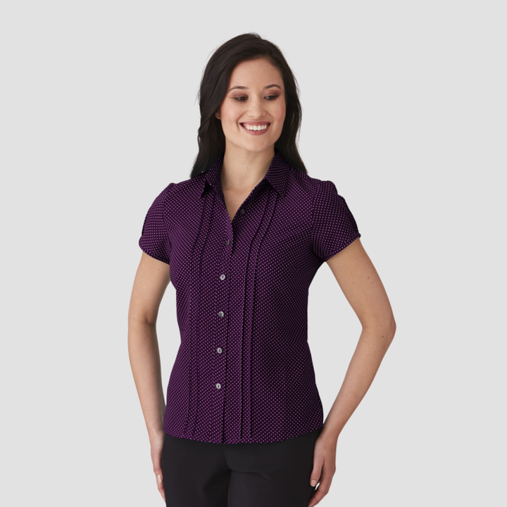 2173 - Womens City Collection Spot Short Sleeve Top