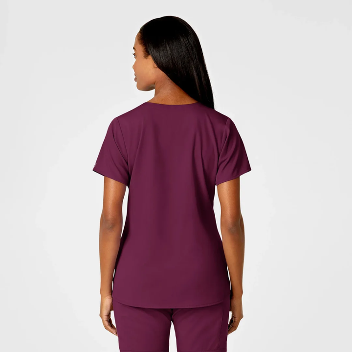 6419 - Womens Wink 4-Pocket Notch Neck Scrub Top - Wine - 3XL
