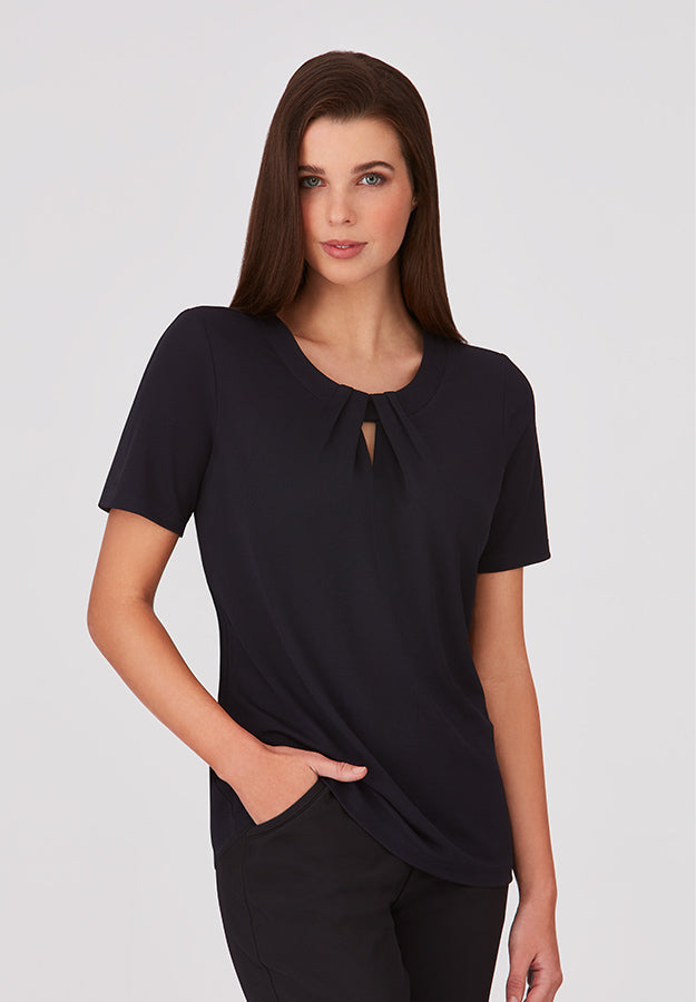 2295 - Womens City Collection Keyhole Short Sleeve Top