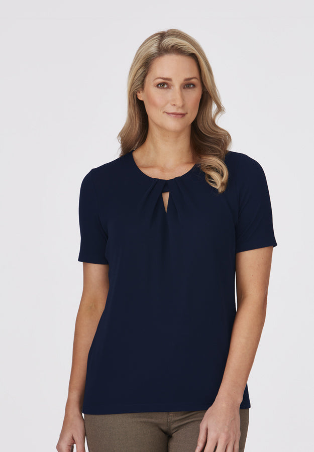 2295 - Womens City Collection Keyhole Short Sleeve Top