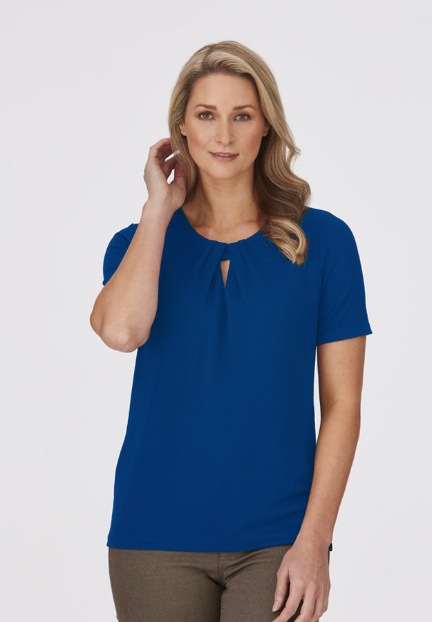 2295 - Womens City Collection Keyhole Short Sleeve Top