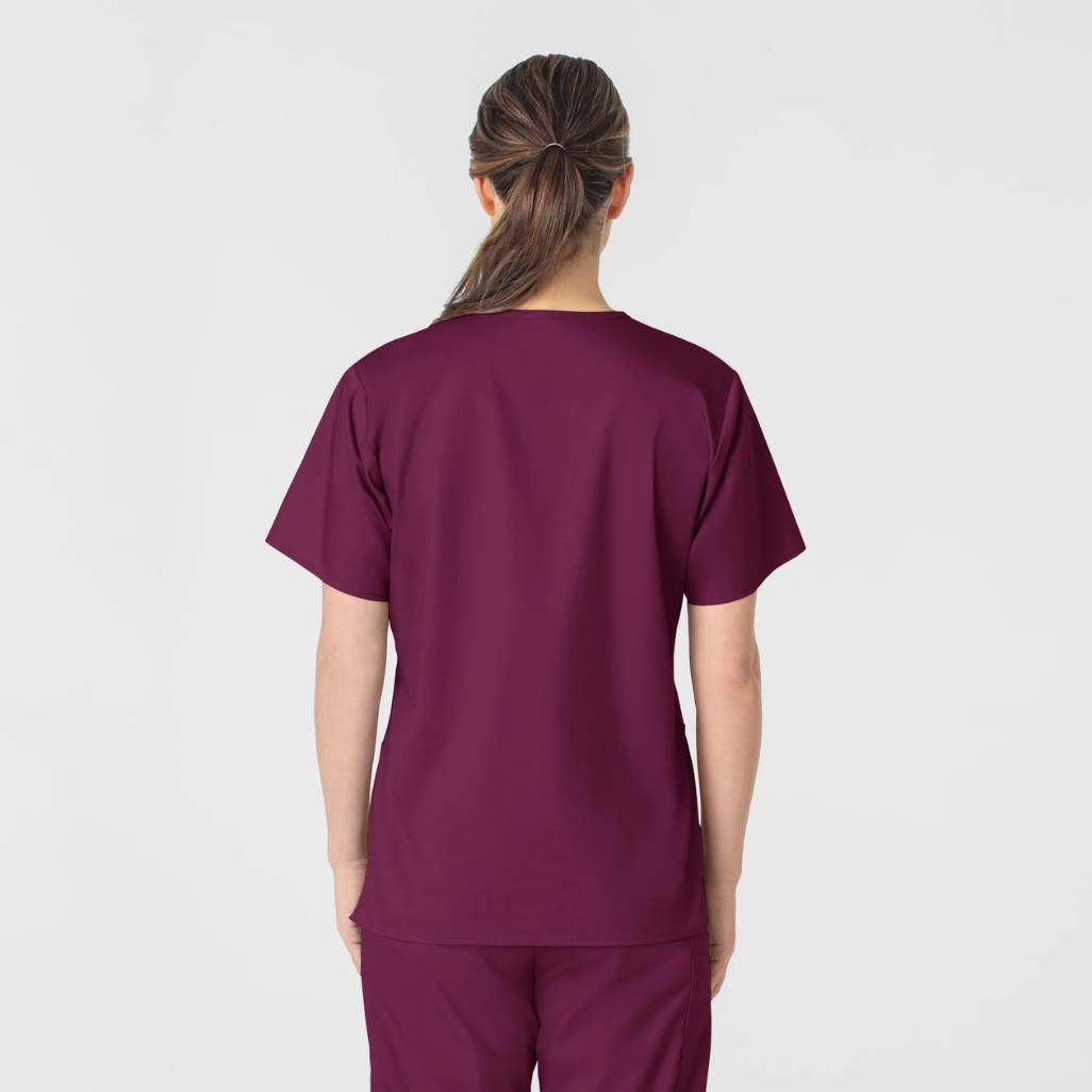 101 - Womens Wink WonderWork V-Neck Scrub Top - Wine - XL | 2XL