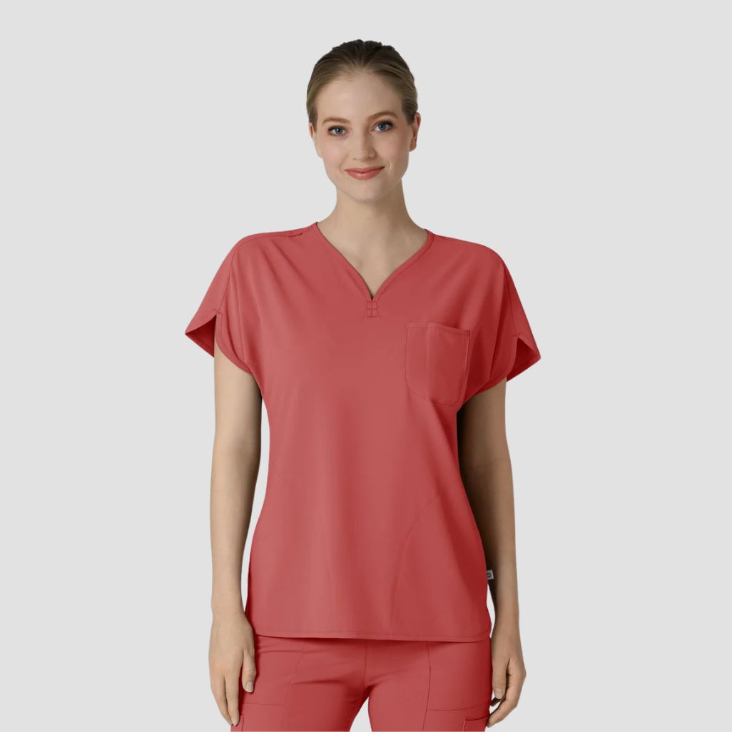 6634 - Womens Wink Renew Dolman Scrub Top Mineral Red - XS