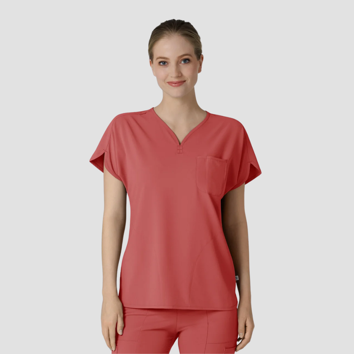 6634 - Womens Wink Renew Dolman Scrub Top Mineral Red - XS