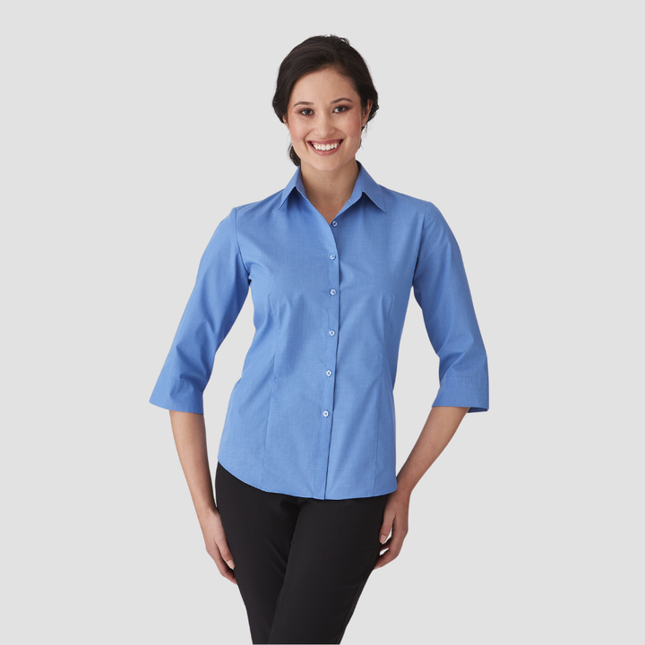 2121 - Womens City Collection Micro Check 3/4 sleeve shirt