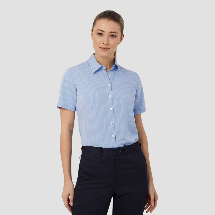 CAT48E - Womens NNT Poly Print Short Sleeve Action Back Shirt