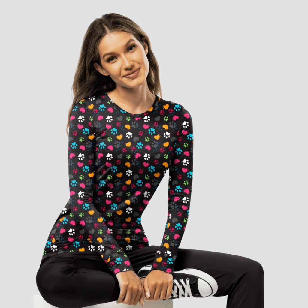 Womens Zoe &amp; Chloe Pawprint Long Sleeve Tee - XS | 3XL