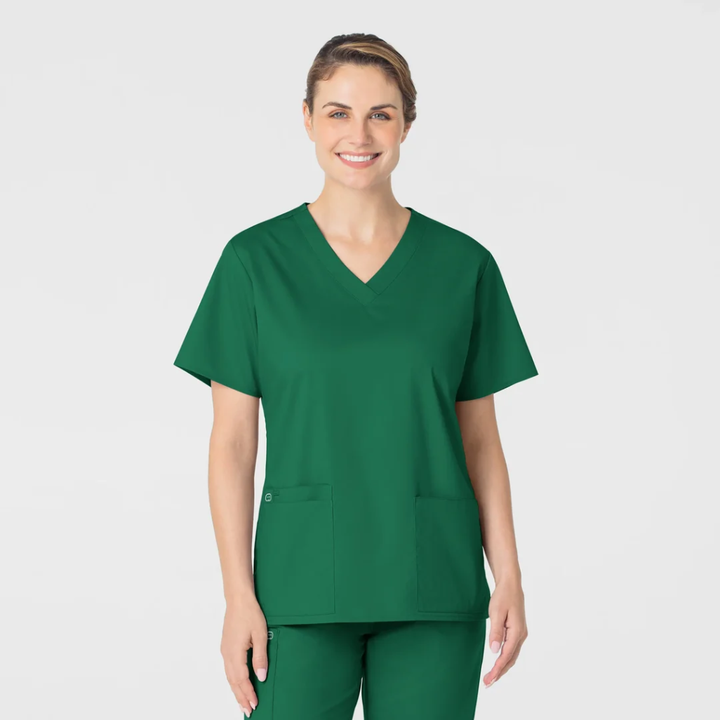101 - Womens Wink WonderWork V-Neck Scrub Top - Hunter - 2XL