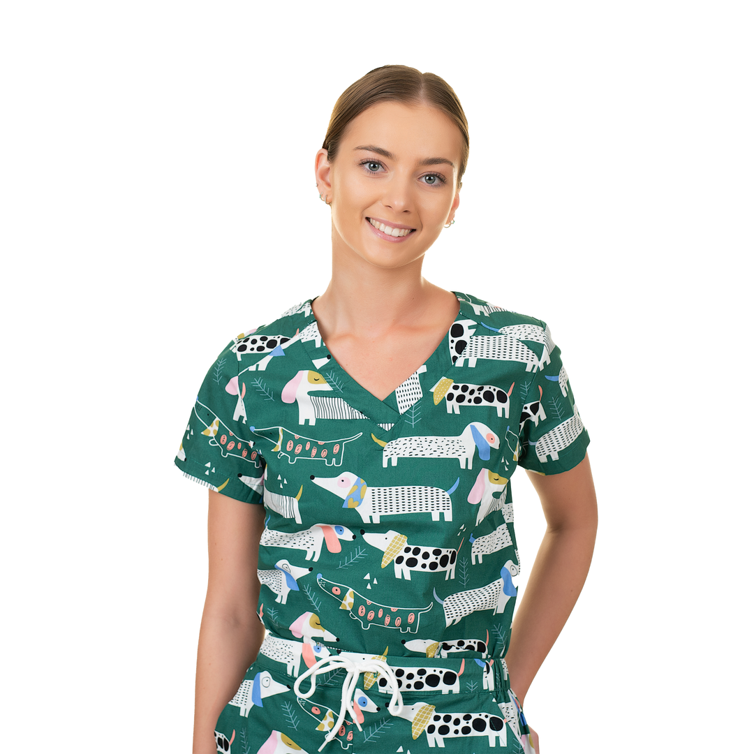 Unisex Shift Ready Dogs on the Green Scrub Set