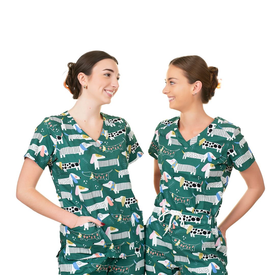 Unisex Shift Ready Dogs on the Green Scrub Set