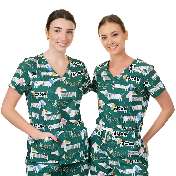 Unisex Shift Ready Dogs on the Green Scrub Set