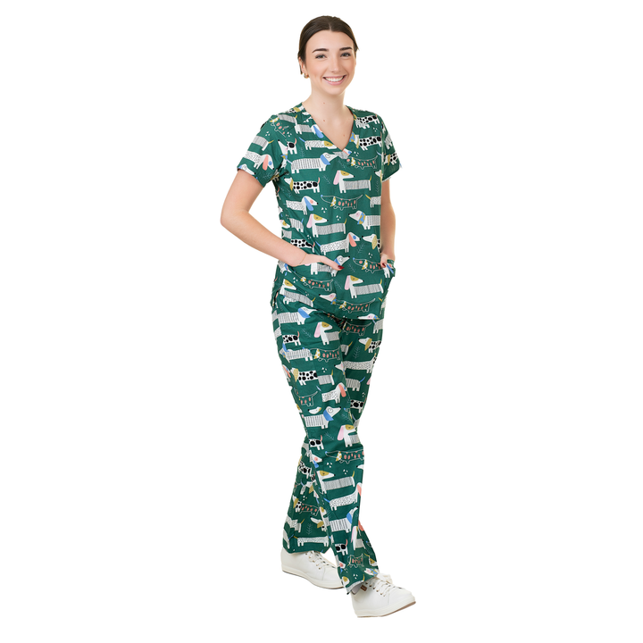 Unisex Shift Ready Dogs on the Green Scrub Set