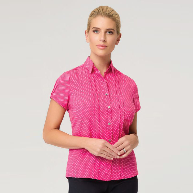 Womens City Collection Spot Short Sleeve Top - Pink