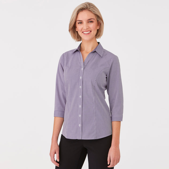 2444 - Womens City Collection Pippa Check 3/4 Sleeve Top