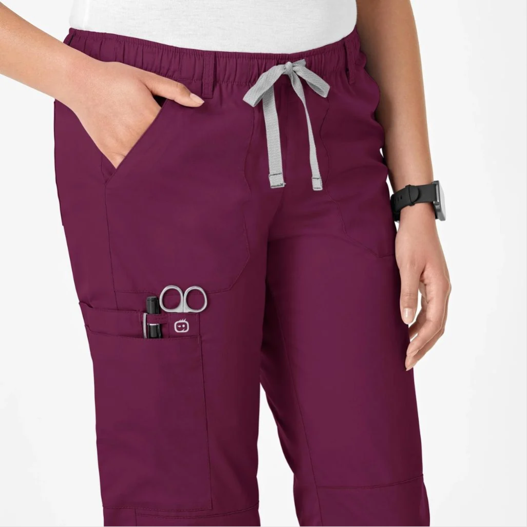 504 - Womens Wonderwork Cargo Scrub Pant - Wine - XXS | XS | S | M | XL | 2XL | 3XL
