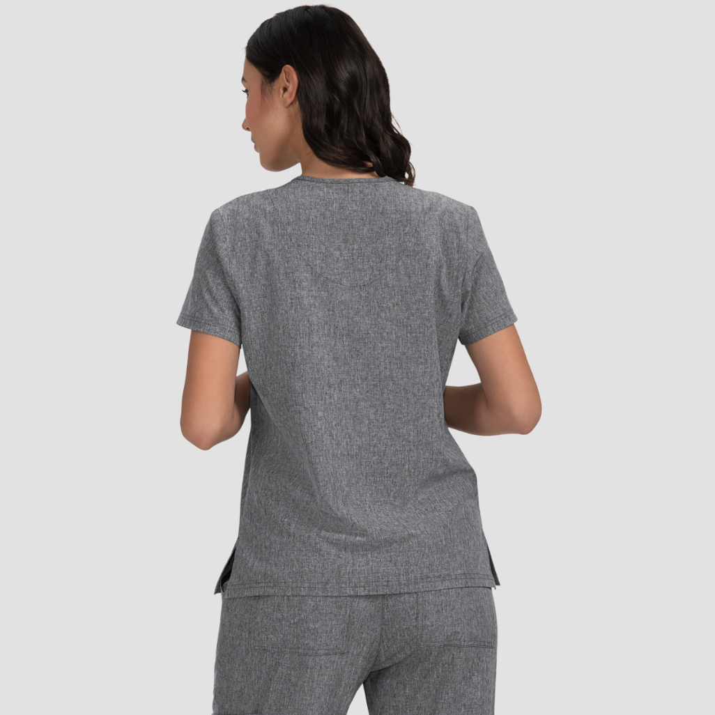 373 - Womens Koi Becca Heather Grey Scrub Top - XXS | S | 3X | 4X | 5X