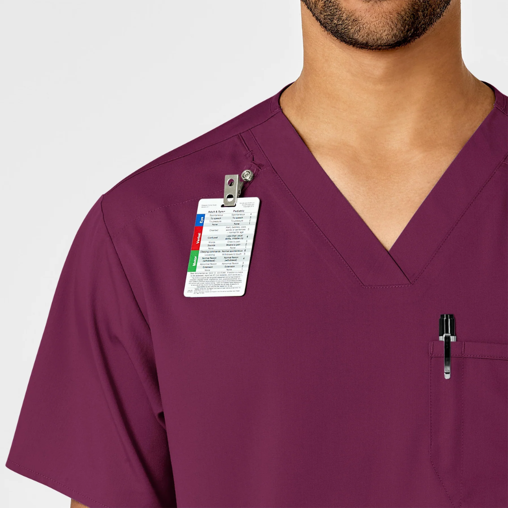 6619 - Mens Wonderwink Pro Scrub Top - Wine - L | XL | 2XL | 3XL | 4XL | 5XL