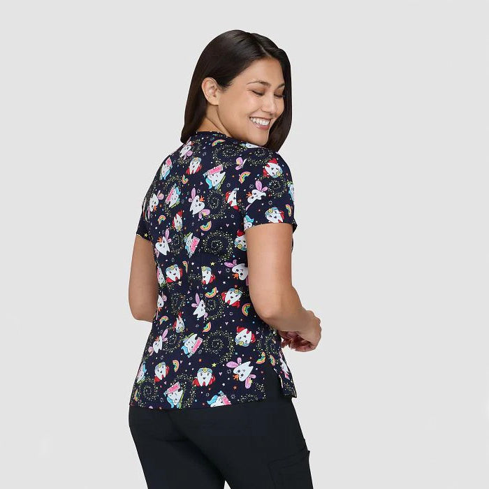 Koi Womens Printed Scrub Top - Toothie