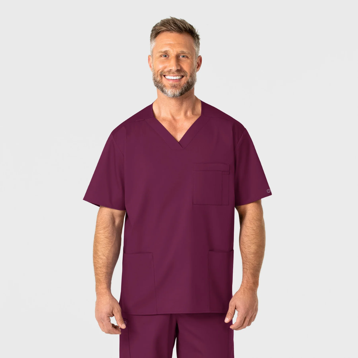 103 - Mens Wonderwork Scrub Top - Wine - XL | 2XL | 3XL