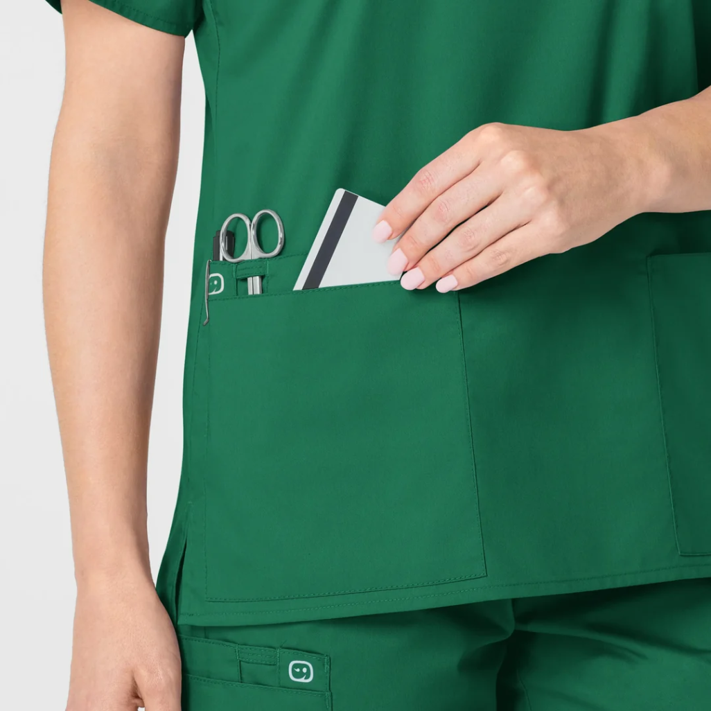 101 - Womens Wink WonderWork V-Neck Scrub Top - Hunter - 2XL