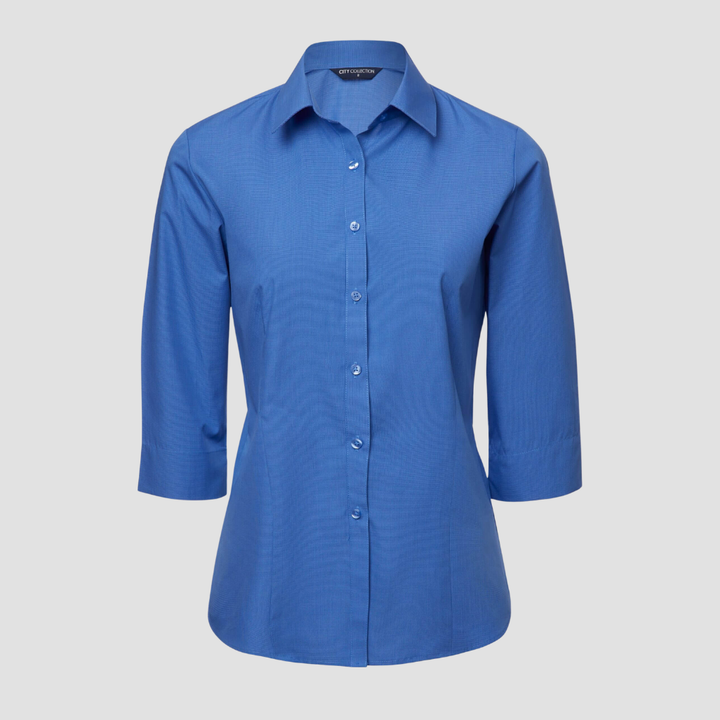 2121 - Womens City Collection Micro Check 3/4 sleeve shirt