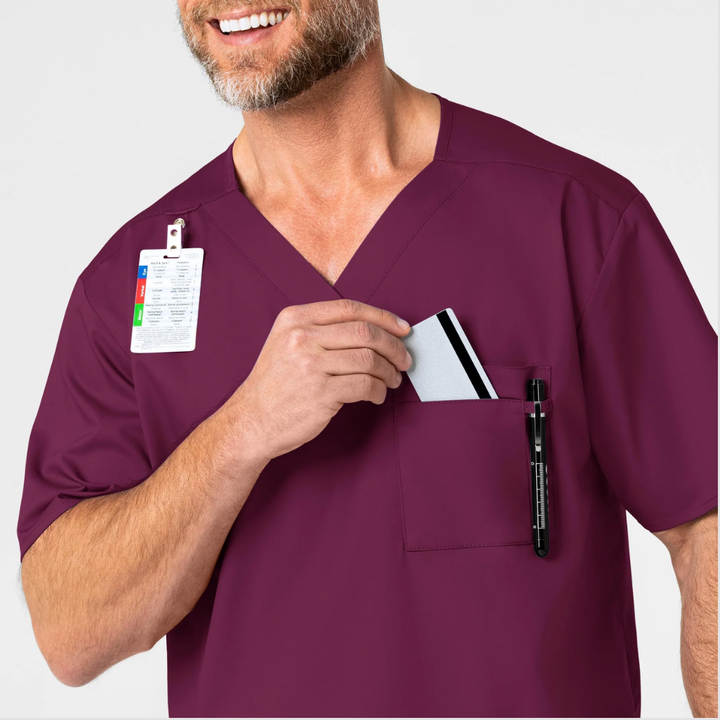 103 - Mens Wonderwork Scrub Top - Wine - XL | 2XL | 3XL