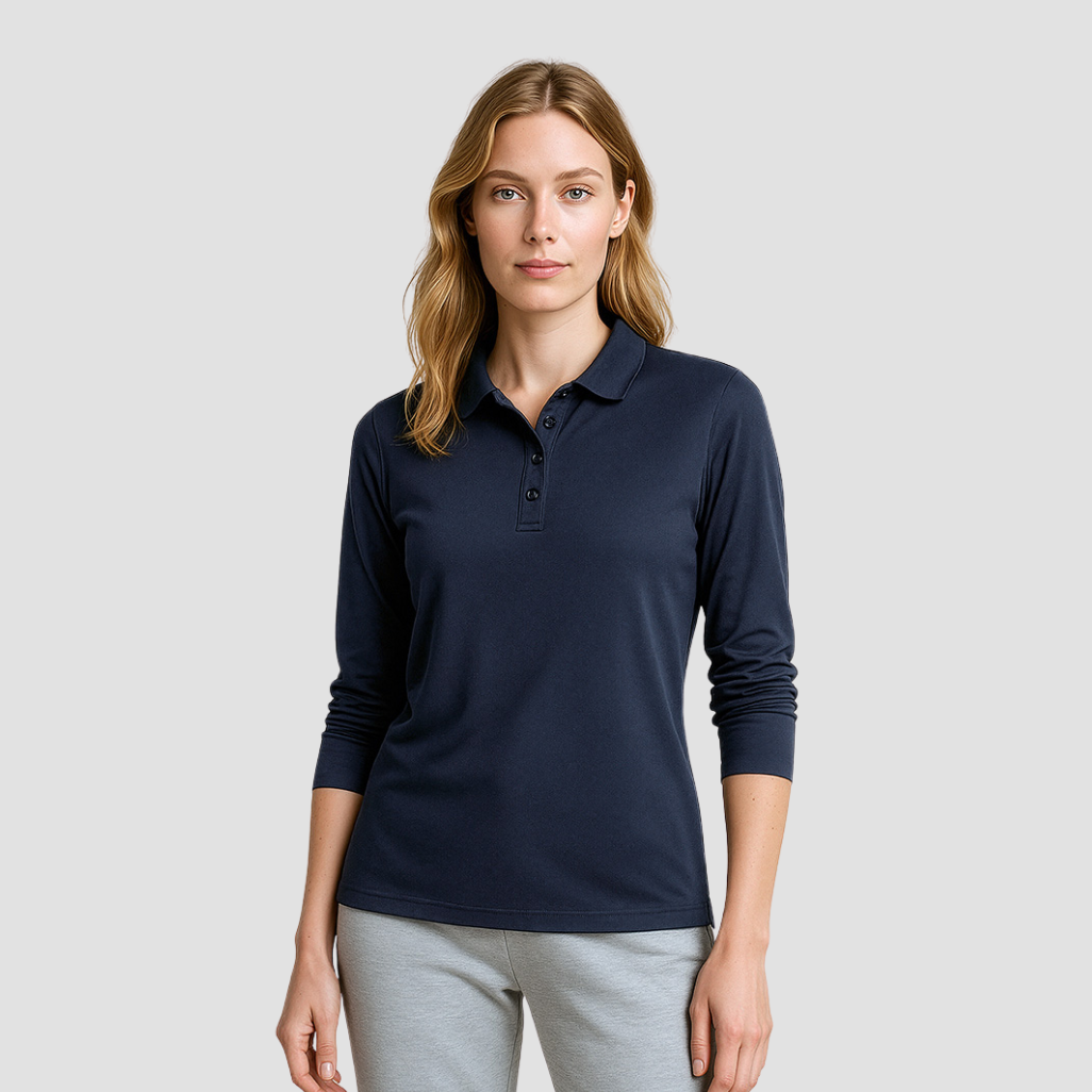 P206LL - Womens Fashion Biz Action Long Sleeve Polo