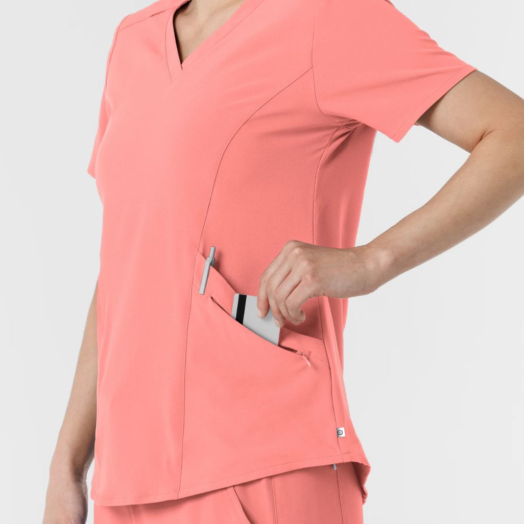 6134 - Womens Wink Renew Pink V-Neck Scrub Top - L