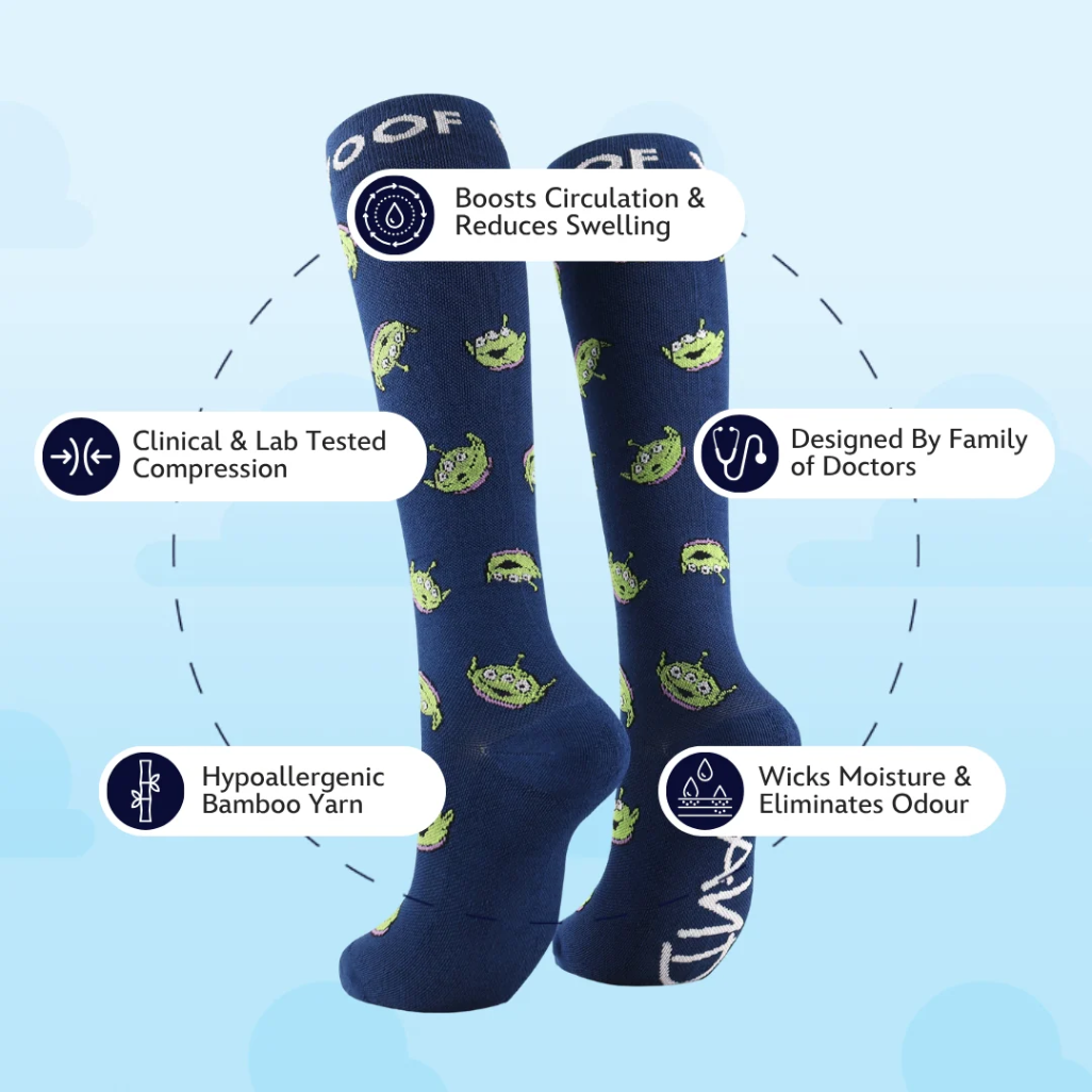 Dr Woof Disney &amp; Pixar’s Little Green Men Bamboo Compression Socks