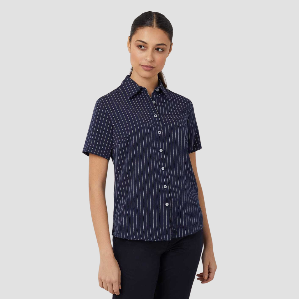CAT48E - Womens NNT Poly Print Short Sleeve Action Back Shirt