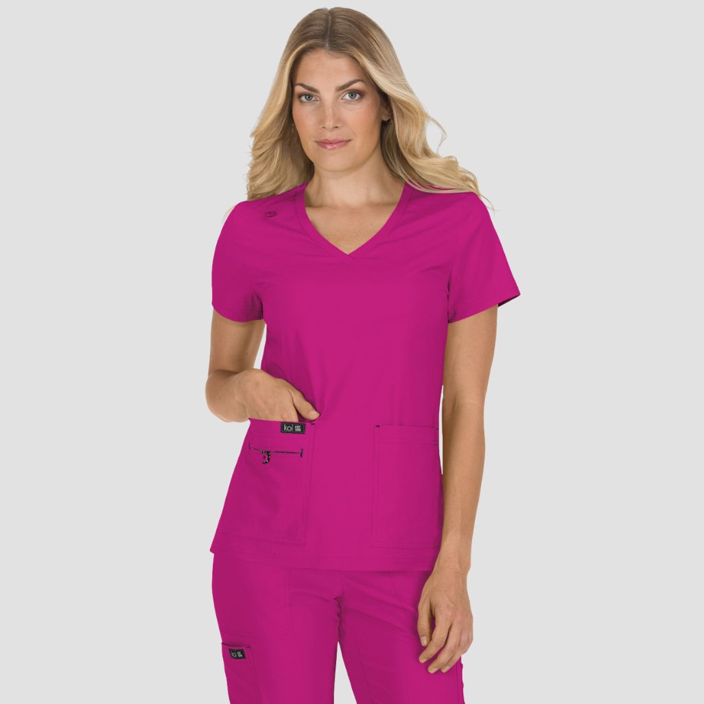 373 - Womens Koi Becca Scrub Top Azalea Pink