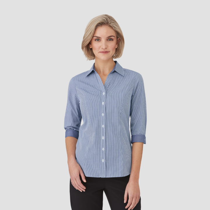 2444 - Womens City Collection Pippa Check 3/4 Sleeve Top