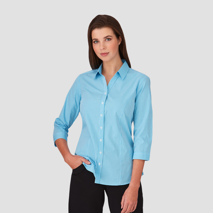 2444 - Womens City Collection Pippa Check 3/4 Sleeve Top