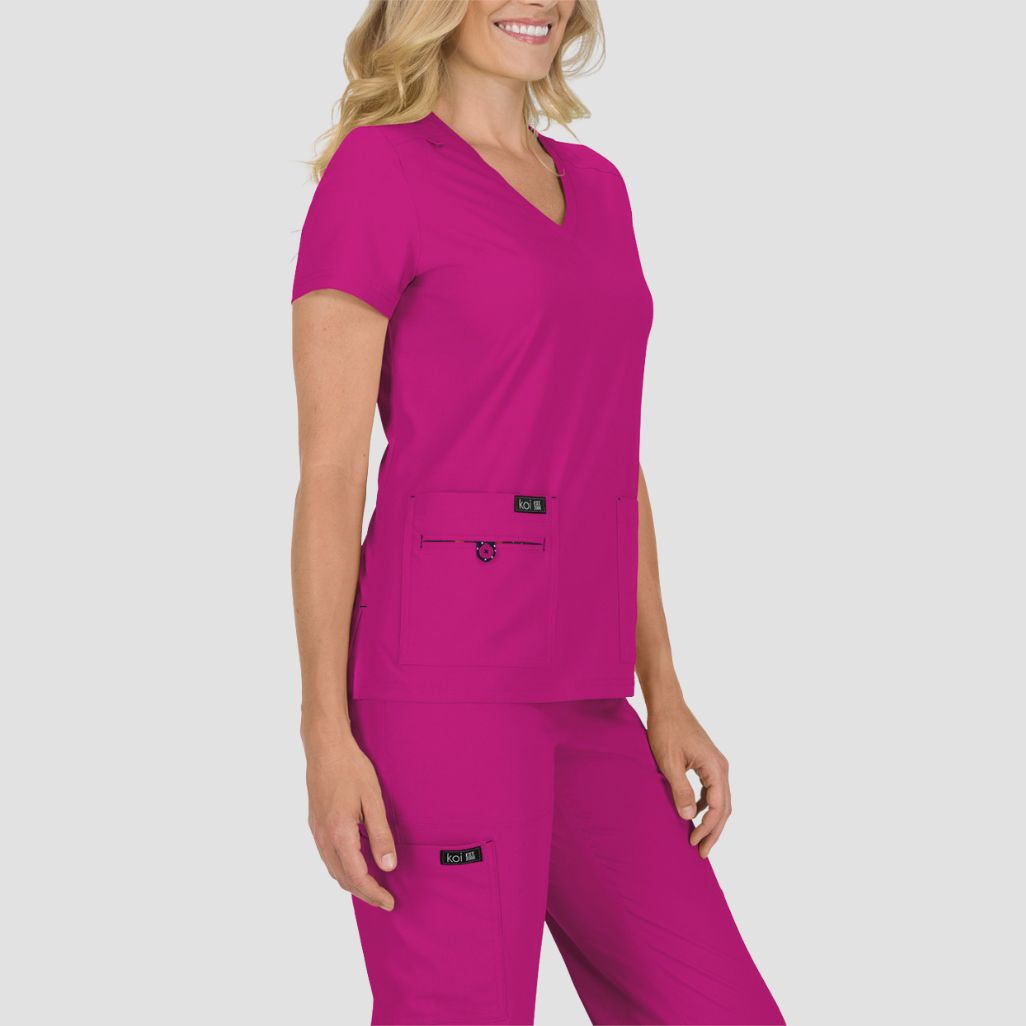 373 - Womens Koi Becca Scrub Top Azalea Pink