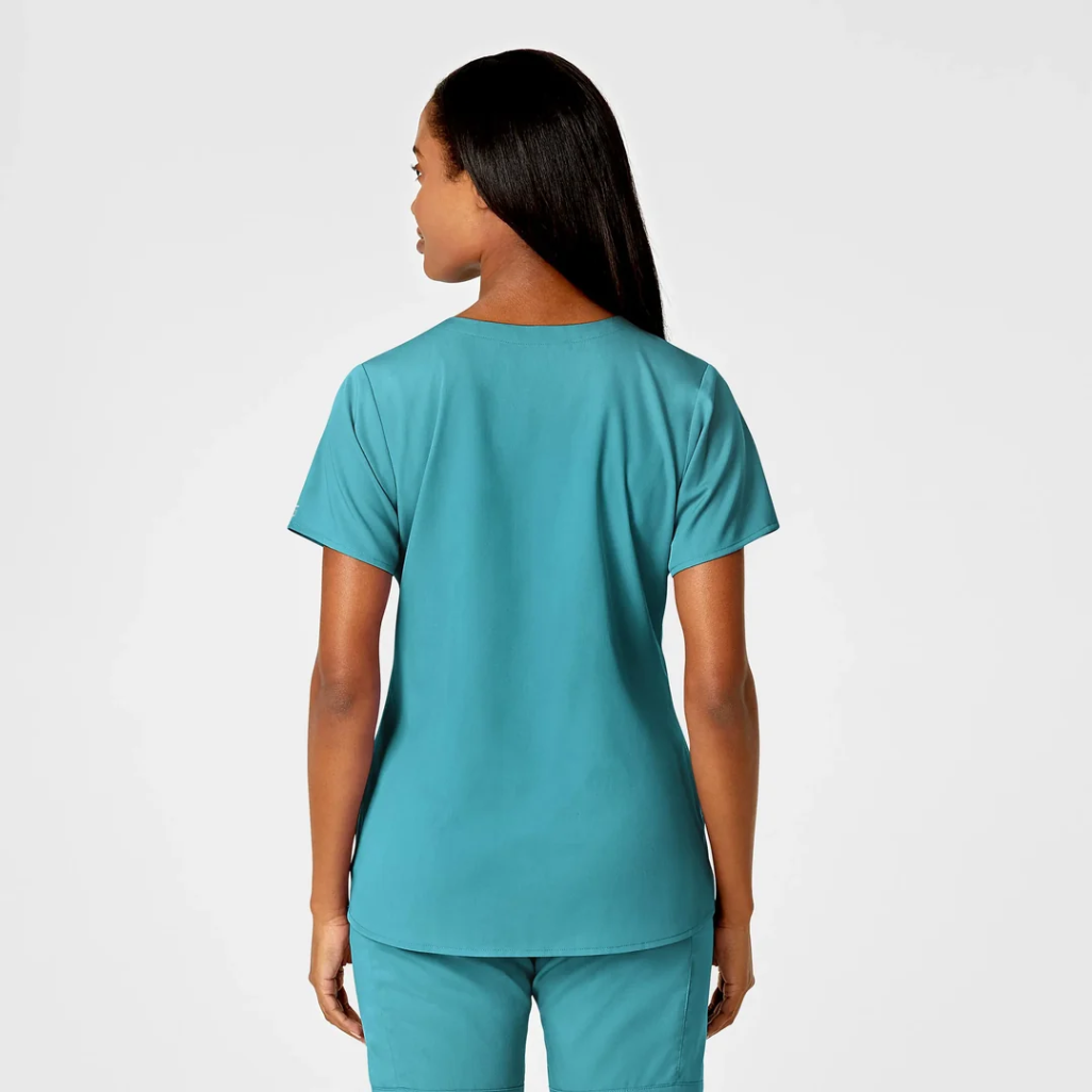 6419 - Womens Wink 4-Pocket Notch Neck Scrub Top - Teal - XXS