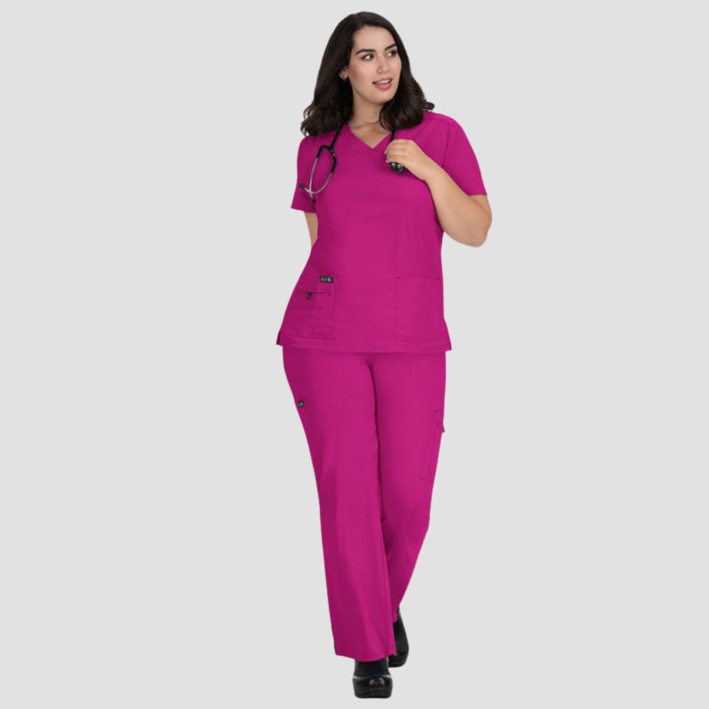 373 - Womens Koi Becca Scrub Top Azalea Pink