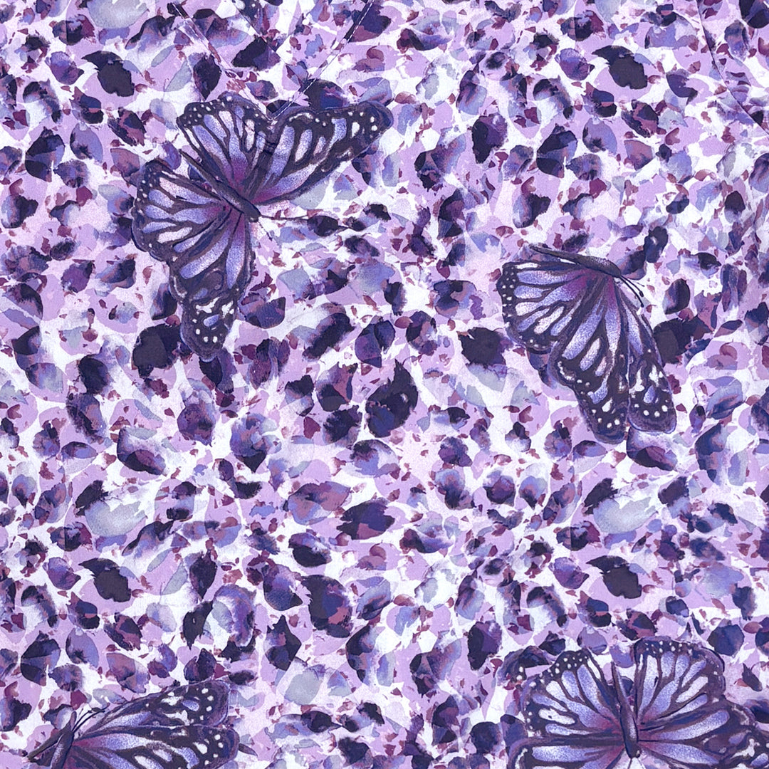 Koi Womens Printed Scrub Top - Butterfly French Lavender