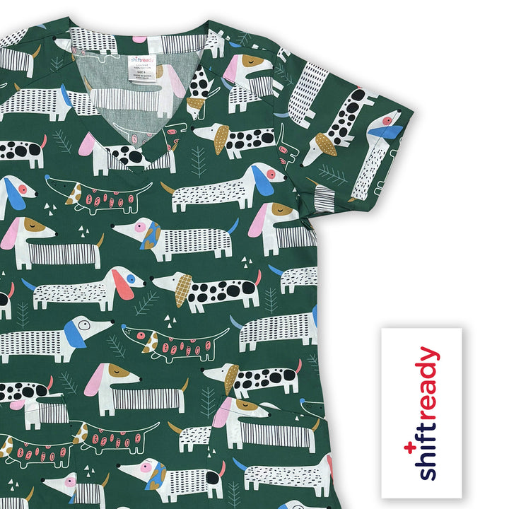 Unisex Shift Ready Dogs on the Green Scrub Set