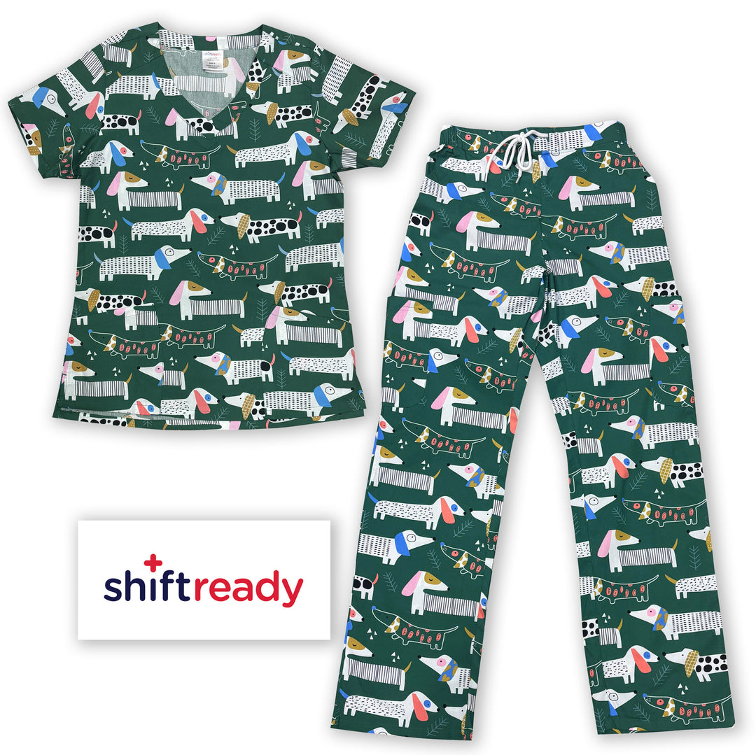 Unisex Shift Ready Dogs on the Green Scrub Set