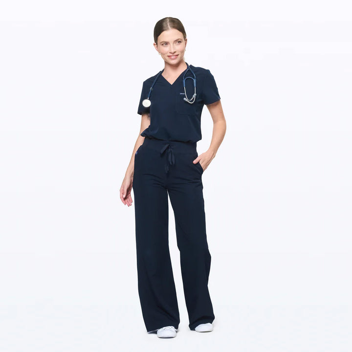 Womens Dr Woof High-Waisted Flare Scrub Pants