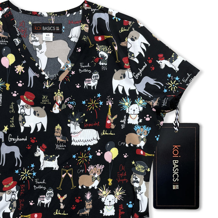 Womens Printed Scrub Top - Fancy Party