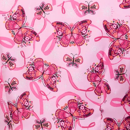 Koi Womens Printed Scrub Top - Floating Ribbons
