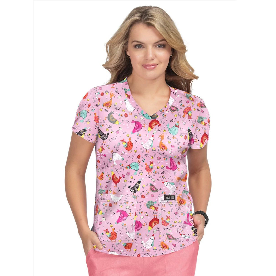 Womens Printed Scrub Top - Hen House