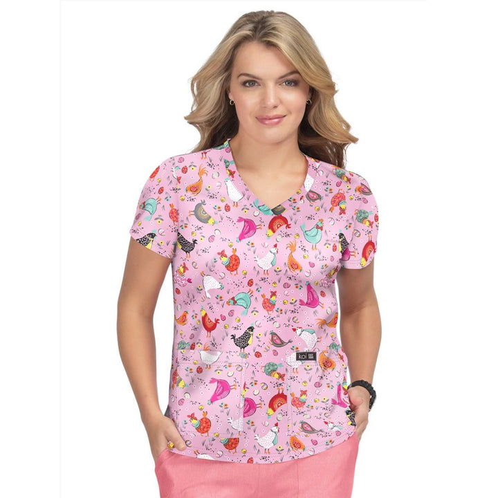 Womens Printed Scrub Top - Hen House