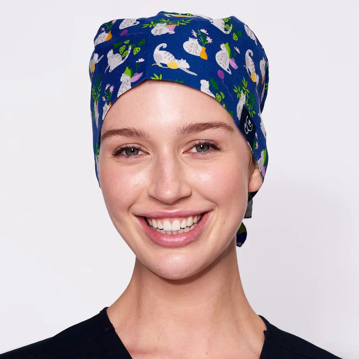 Dr Woof Scrub Cap - Mist Cats