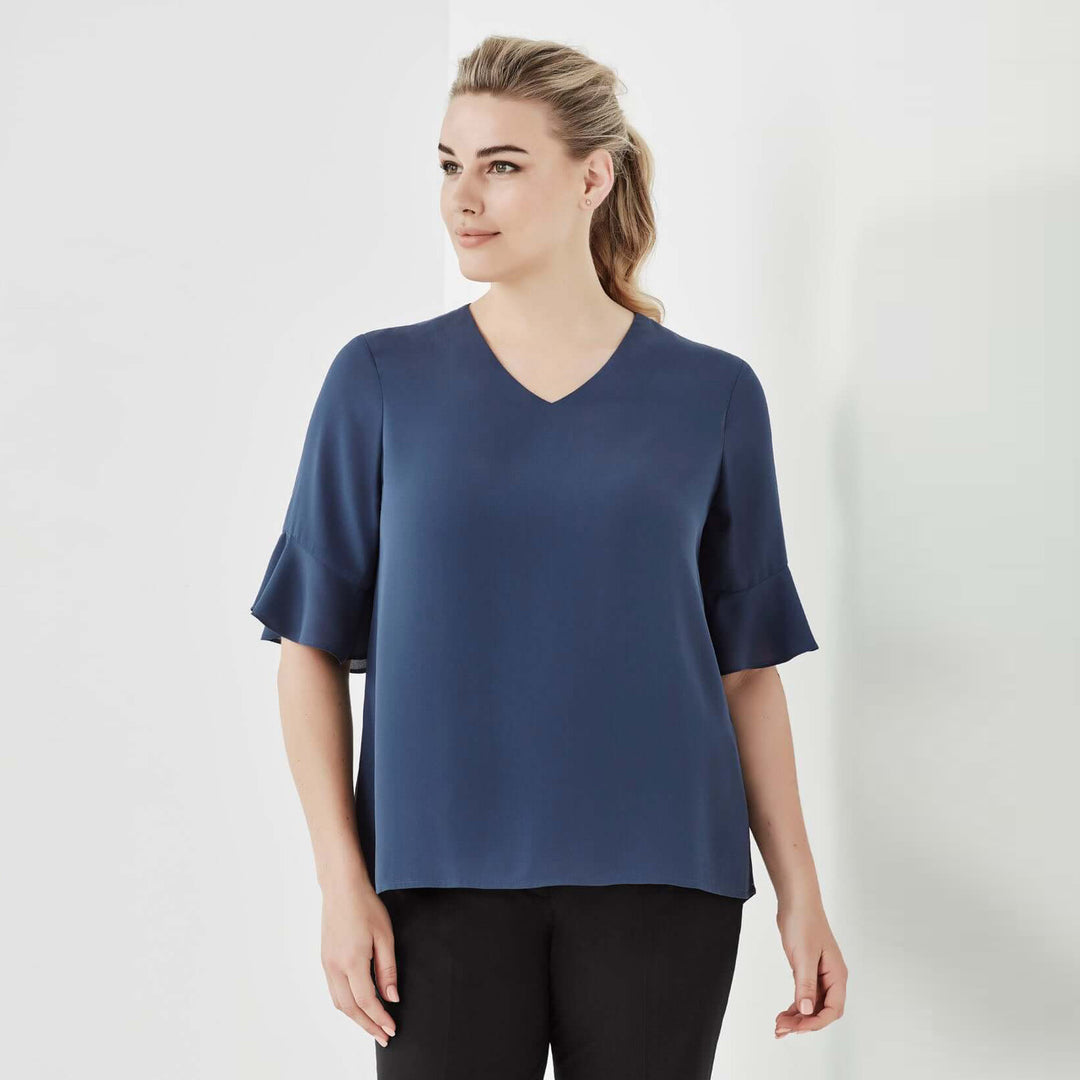 RB966LS - Biz Corporates Aria Fluted Sleeve Blouse - Womens