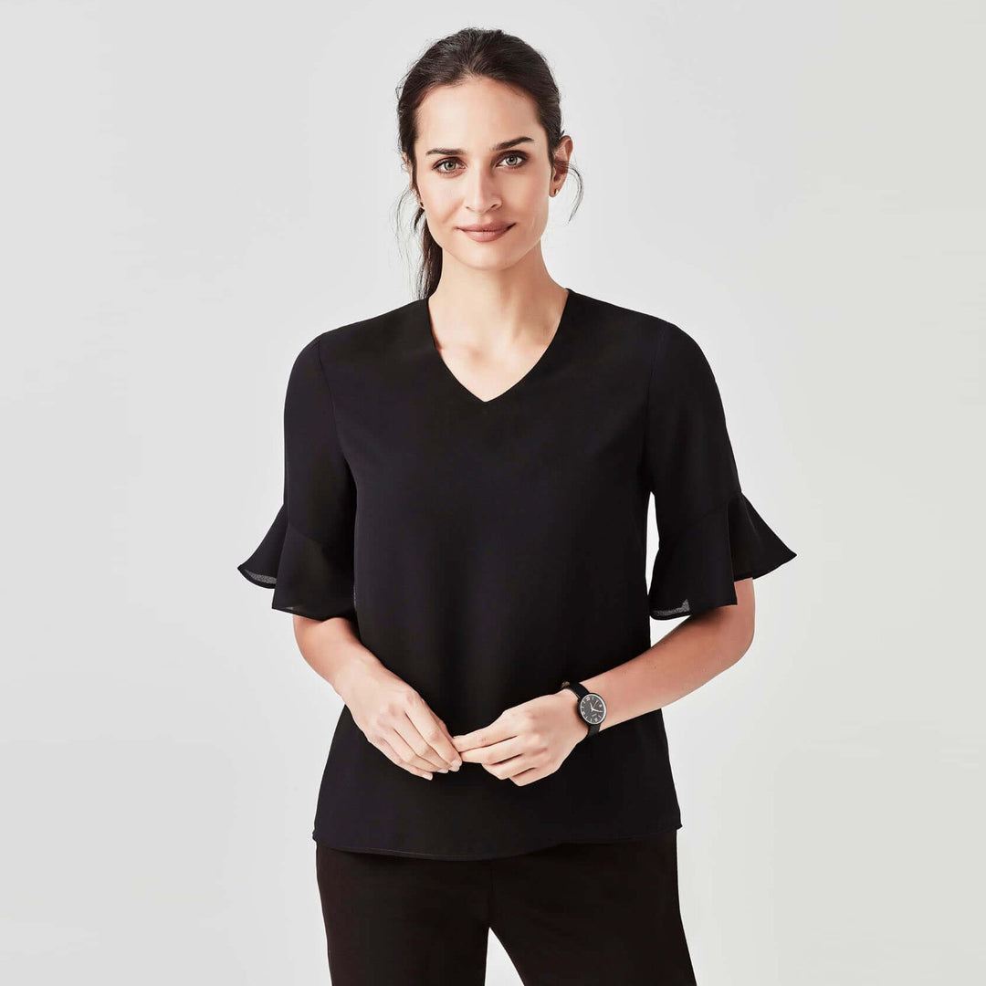RB966LS - Biz Corporates Aria Fluted Sleeve Blouse - Womens
